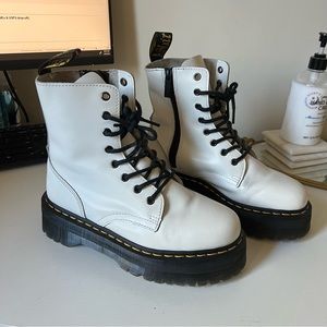 White Vegan Platform Doc Martens